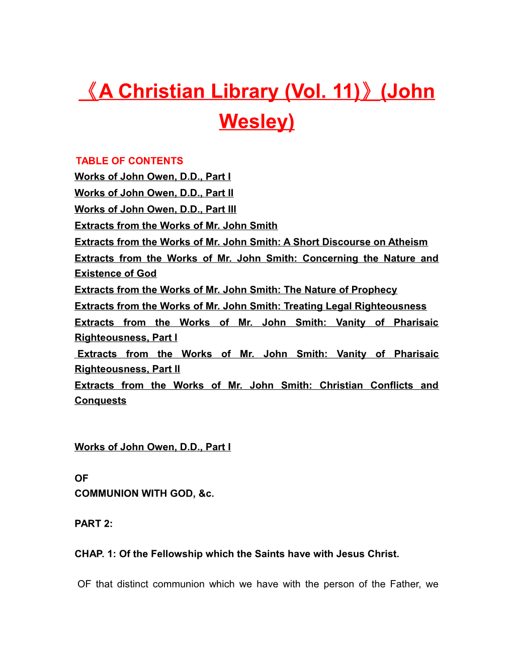 A Christian Library (Vol. 11) (John Wesley)