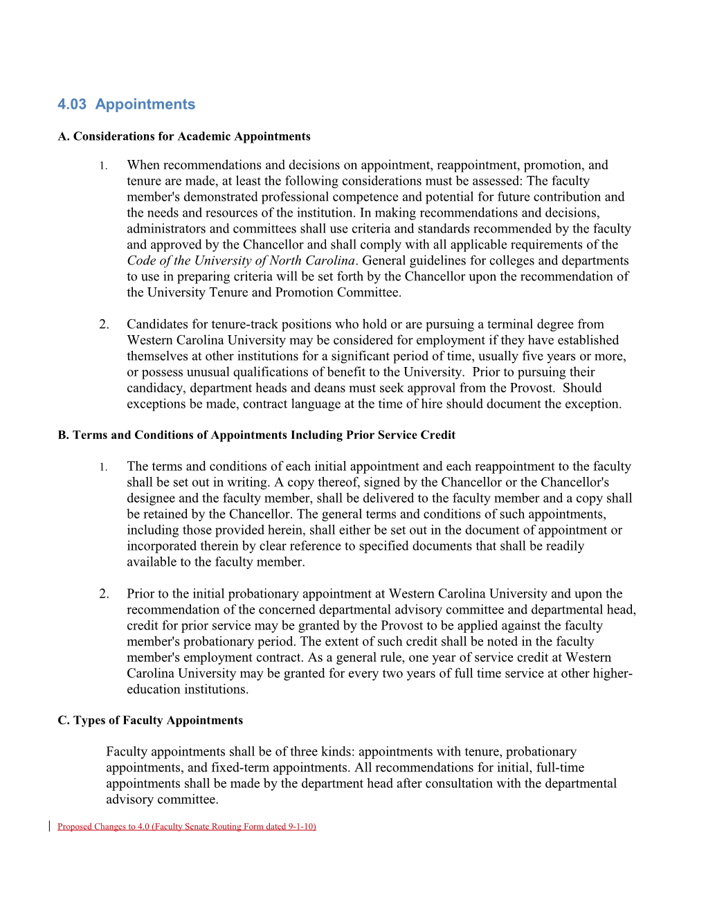 A. Considerations for Academic Appointments