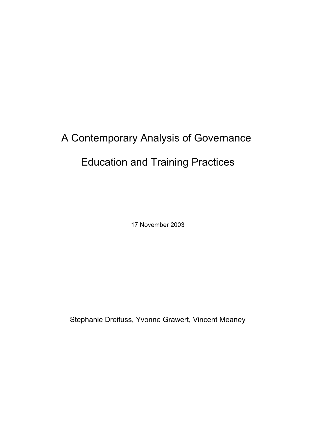 A Contemporary Analysis of Governance Education and Training Practices