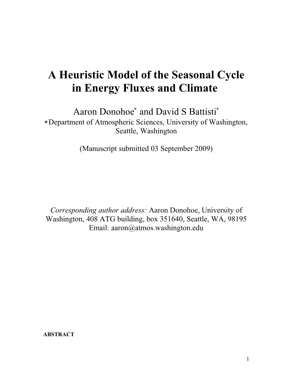 A Didactic Model of Seasonal Energy