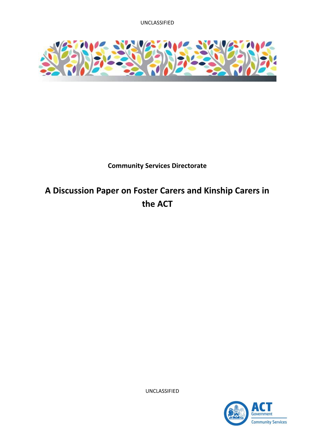 A Discussion Paper on Foster Carers and Kinship Carers in the ACT