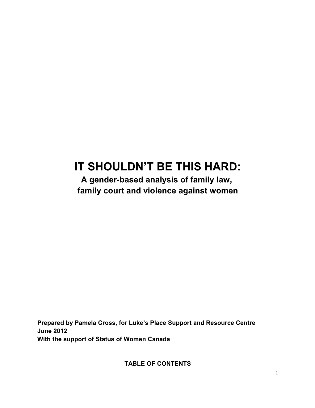 A Gender-Based Analysis of Family Law