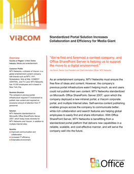 A Leading Global Entertainment Content Company, Viacom Reaches More Than 508 Million Households