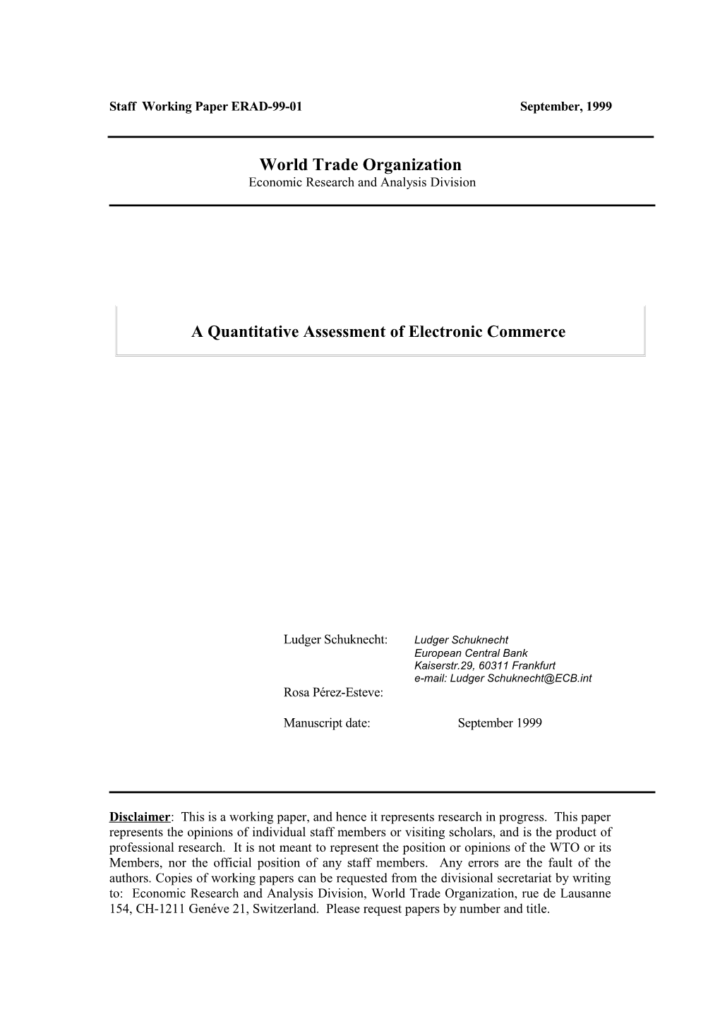 A Quantitative Assessment of Electronic Commerce