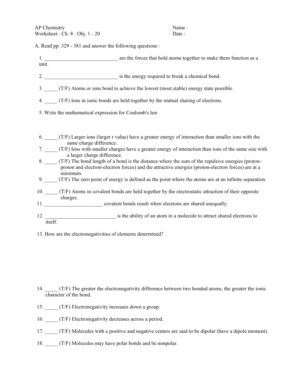 A. Read Pp. 329 - 381 and Answer the Following Questions
