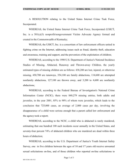 A RESOLUTION Relating to the United States Internet Crime Task Force, Incorporated