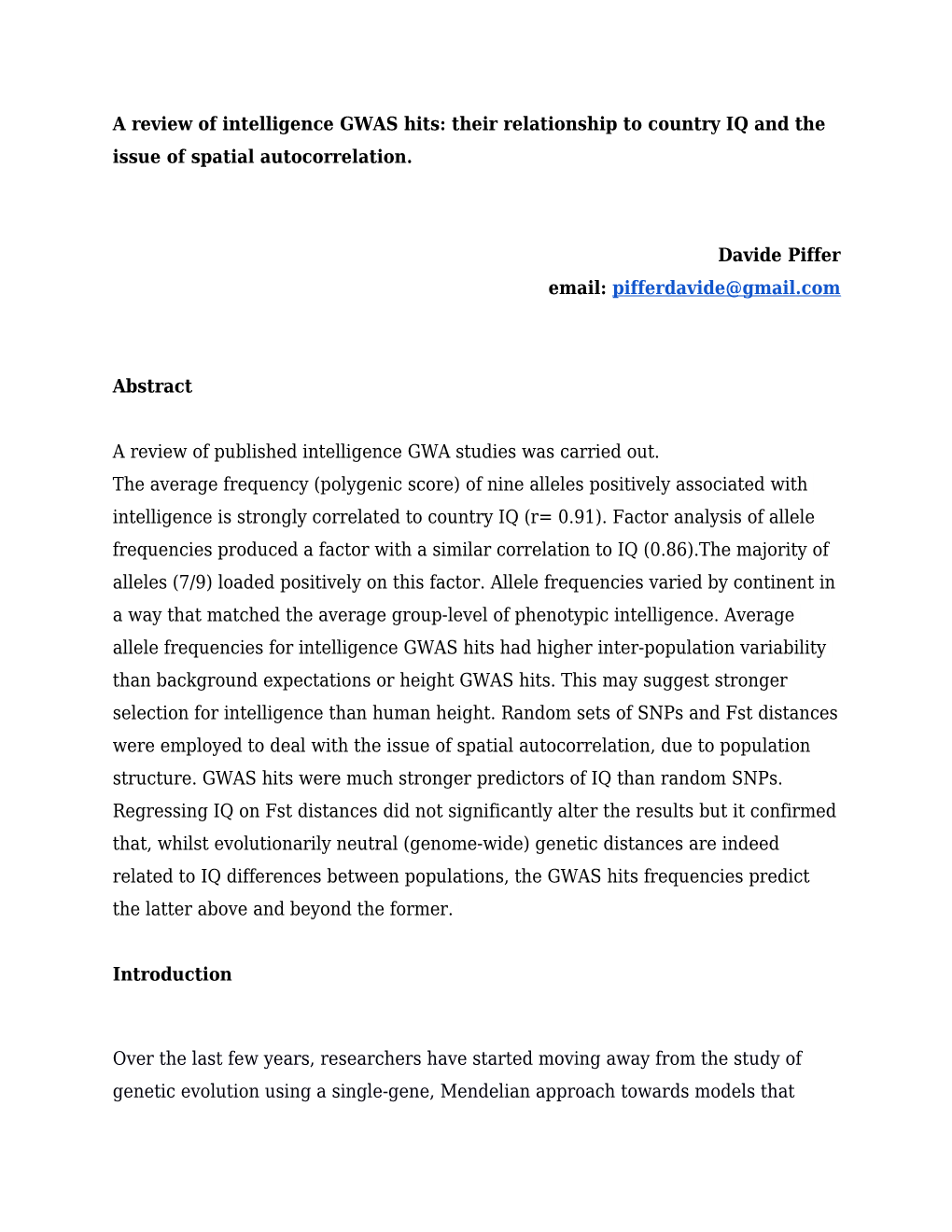 A Review of Intelligence GWAS Hits: Their Relationship to Country IQ and the Issue Of