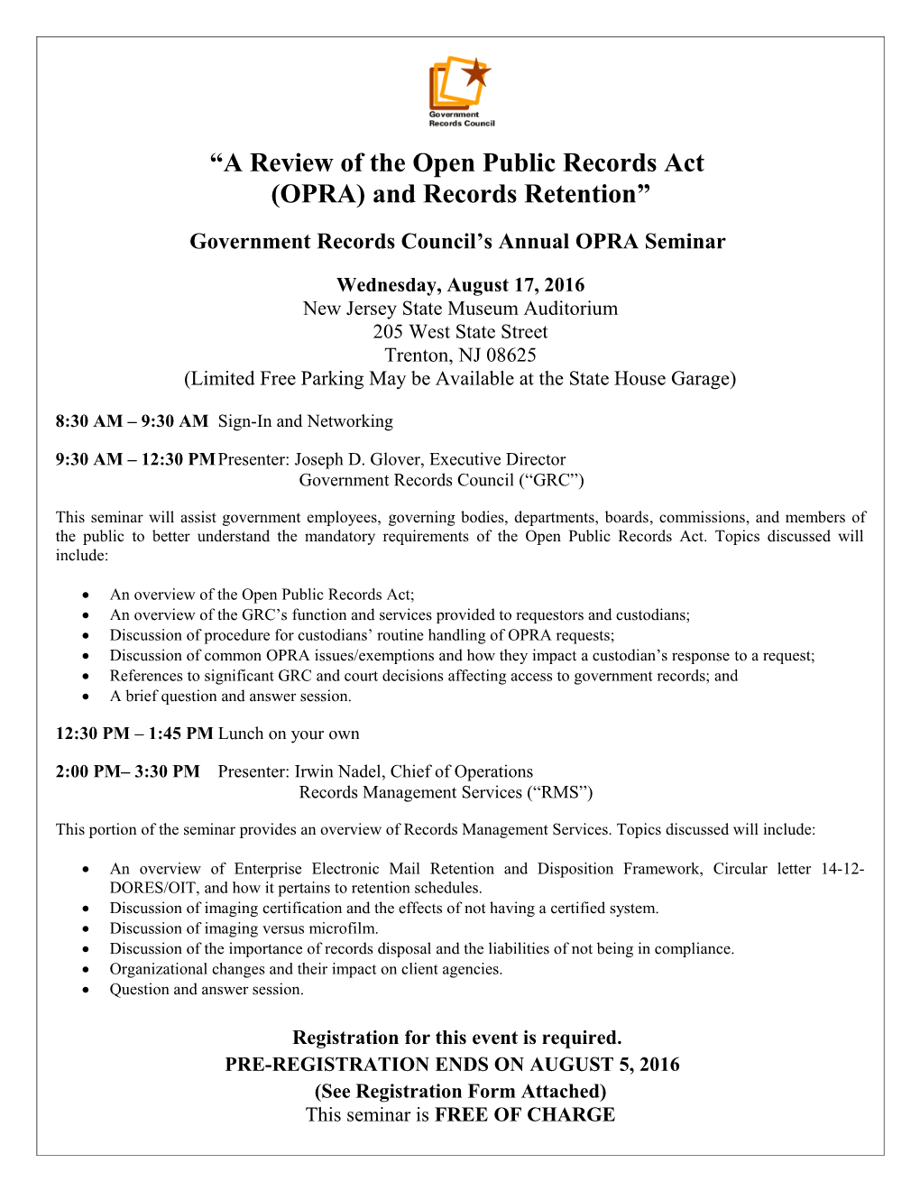 A Review of the Open Public Records Act