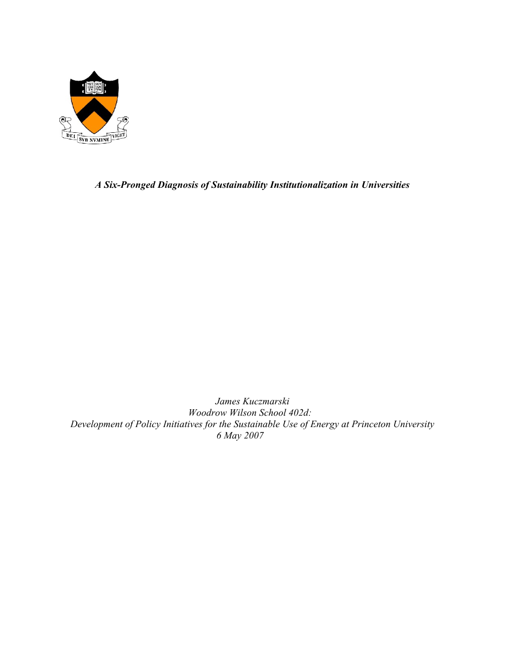 A Six-Pronged Diagnosis of Sustainability Institutionalization in Universities