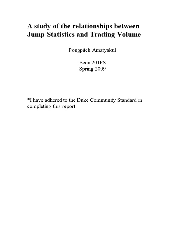 A Study of the Relationships Between Jump Statistics and Trading Volume