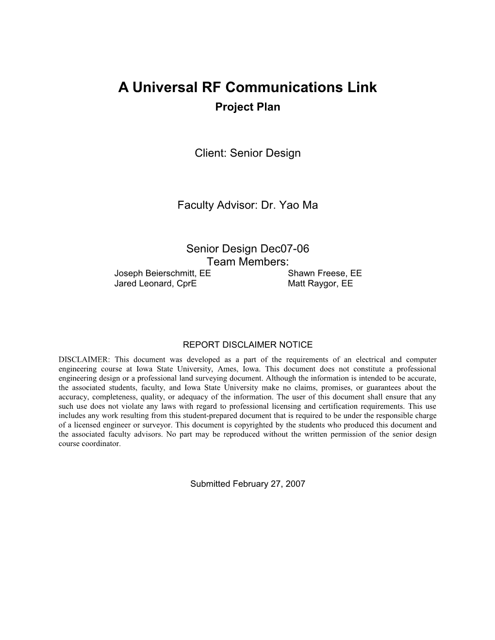 A Universal RF Communications Link