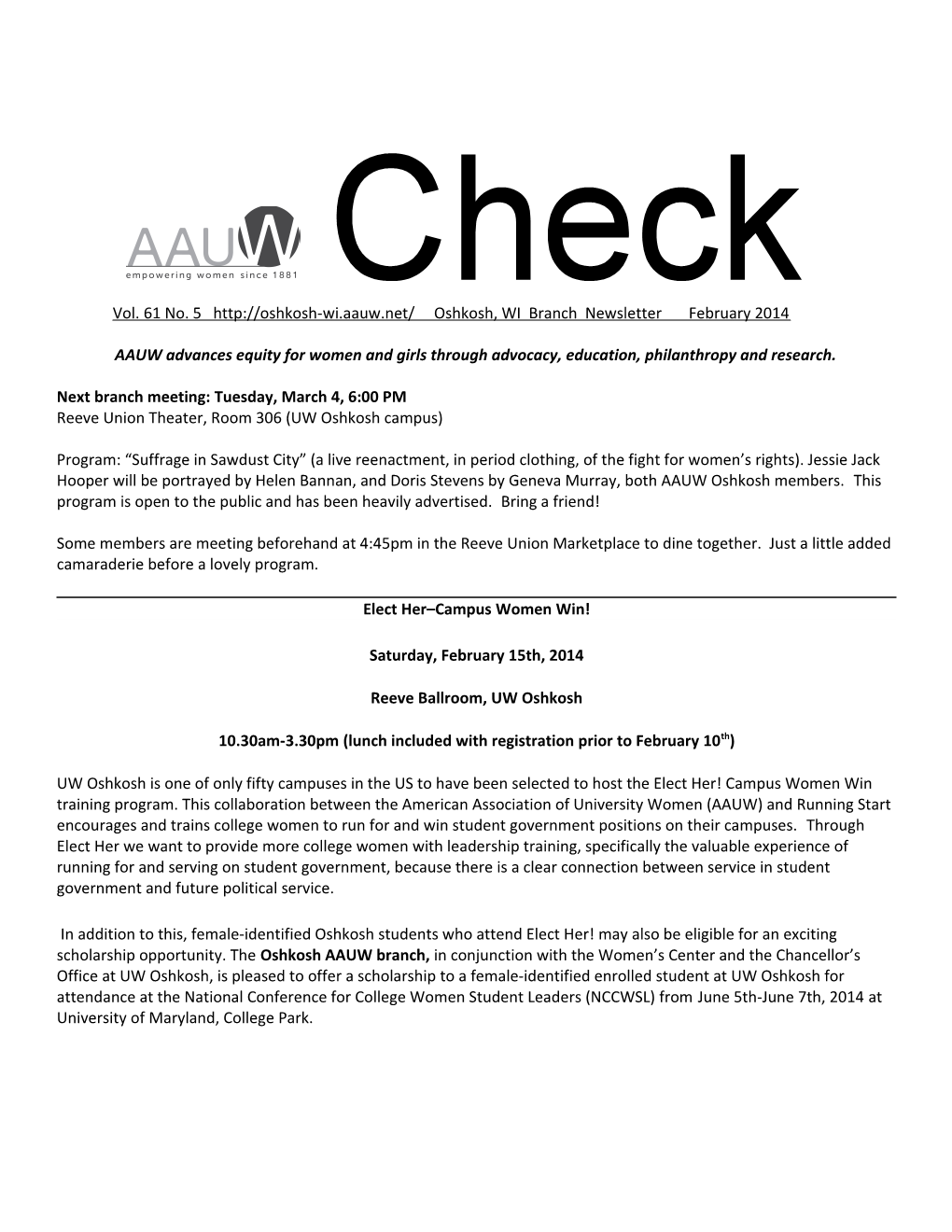AAUW Advances Equity for Women and Girls Through Advocacy, Education, Philanthropy And