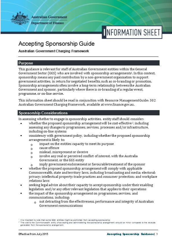 Accepting Sponsorship Information Sheet