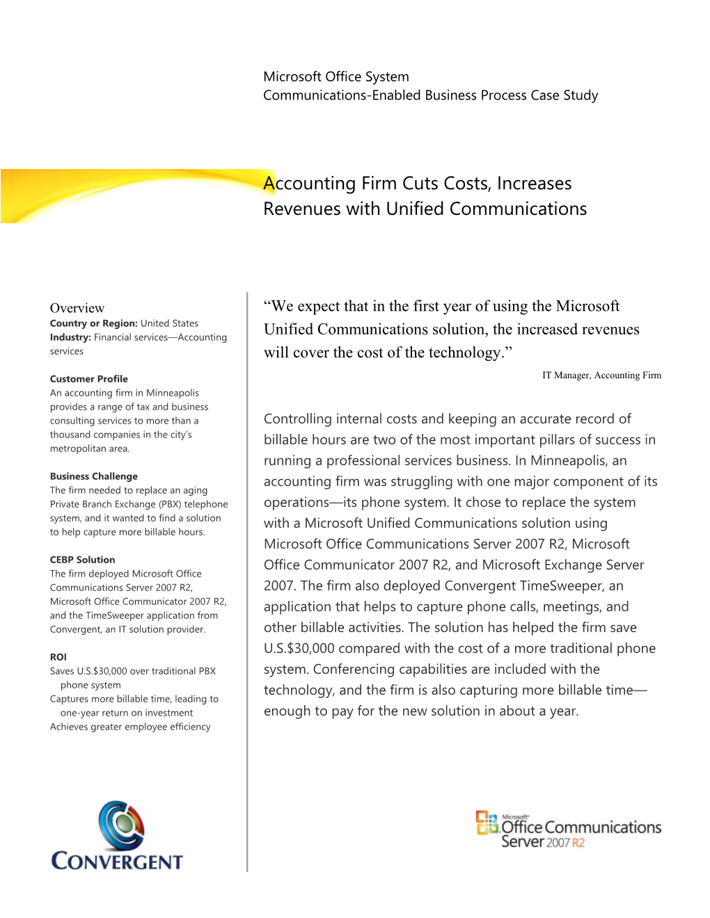 Accounting Firm Cuts Costs, Increases Revenues with Unified Communications