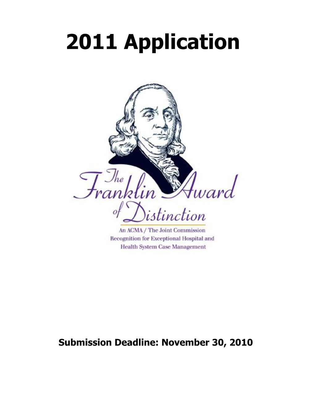 ACMA/The Joint Commission Franklin Award of Distinction Application (General Information P1)