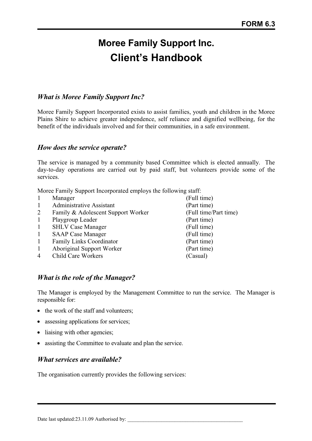 Acorn Home Support Client S Handbook