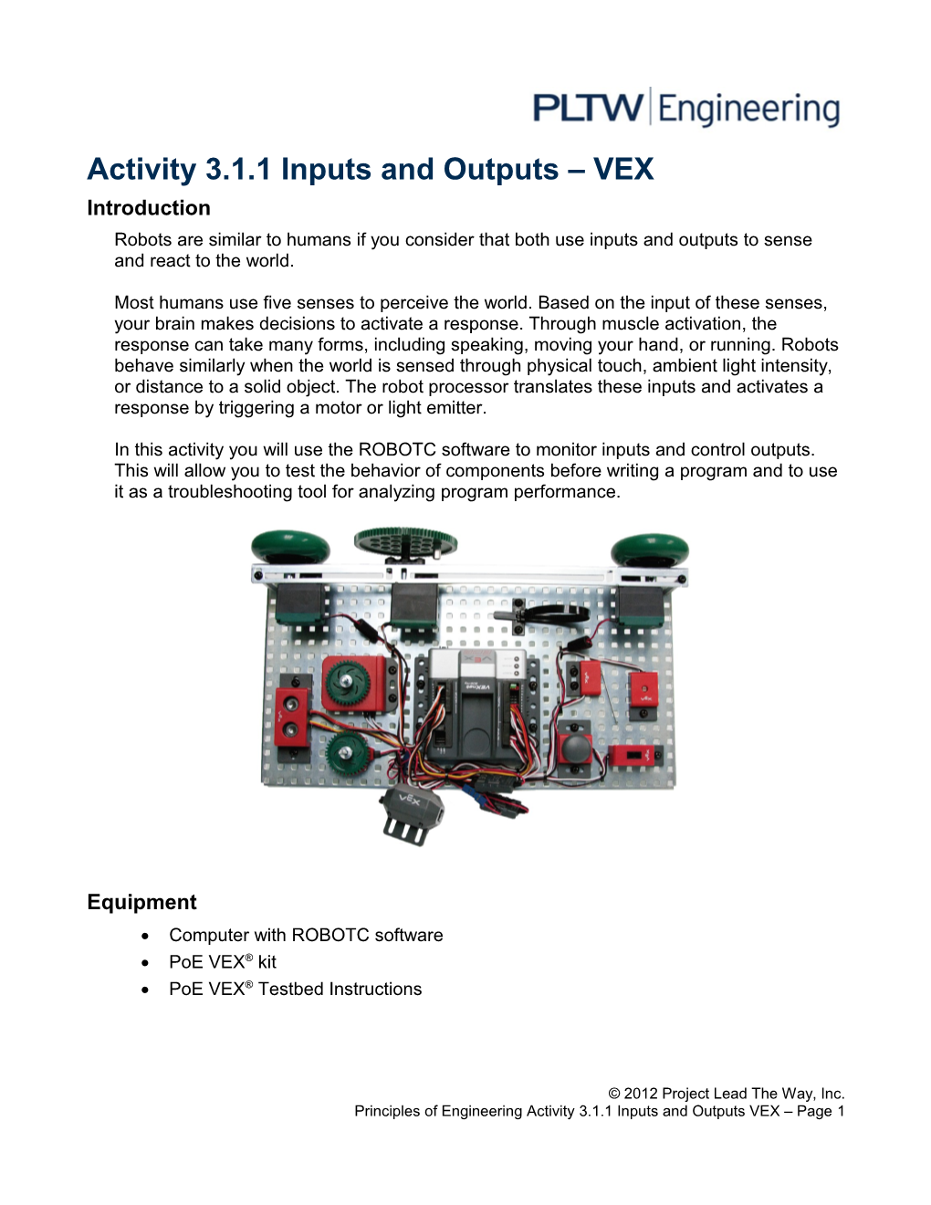 Activity 3.1.1 Inputs and Outputs VEX