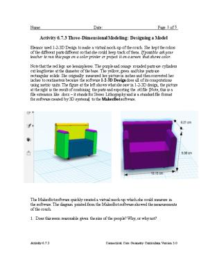 Activity 6.7.3 Three-Dimensional Modeling:Designing a Model