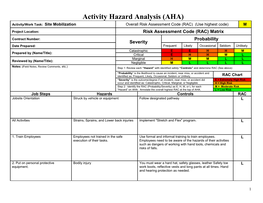 Activity Hazard Analysis (AHA)