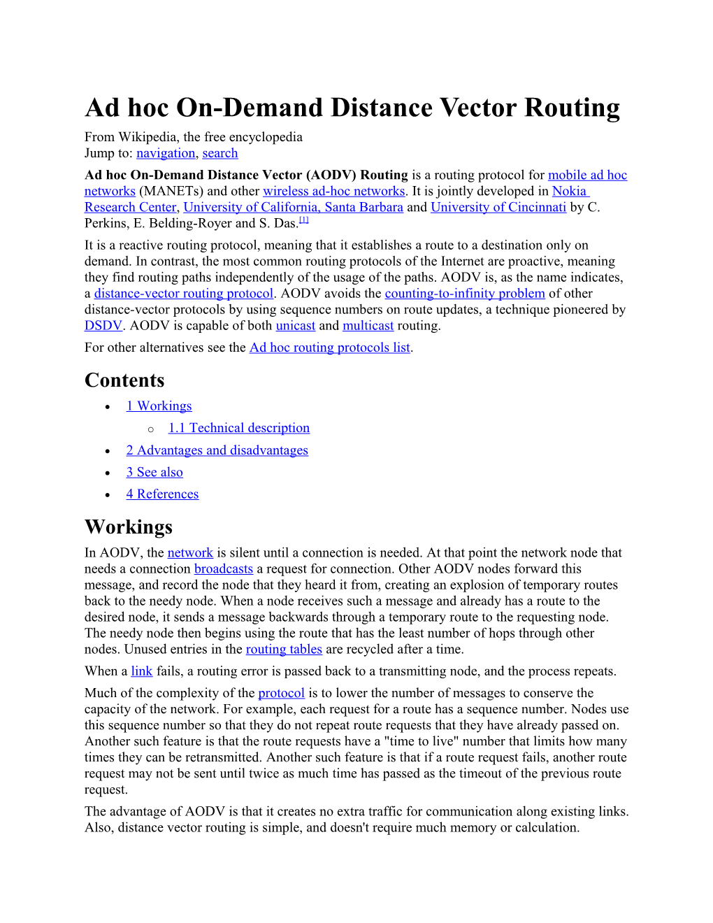 Ad Hoc On-Demand Distance Vector Routing