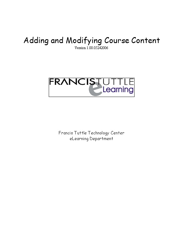 Adding and Modifying Course Content