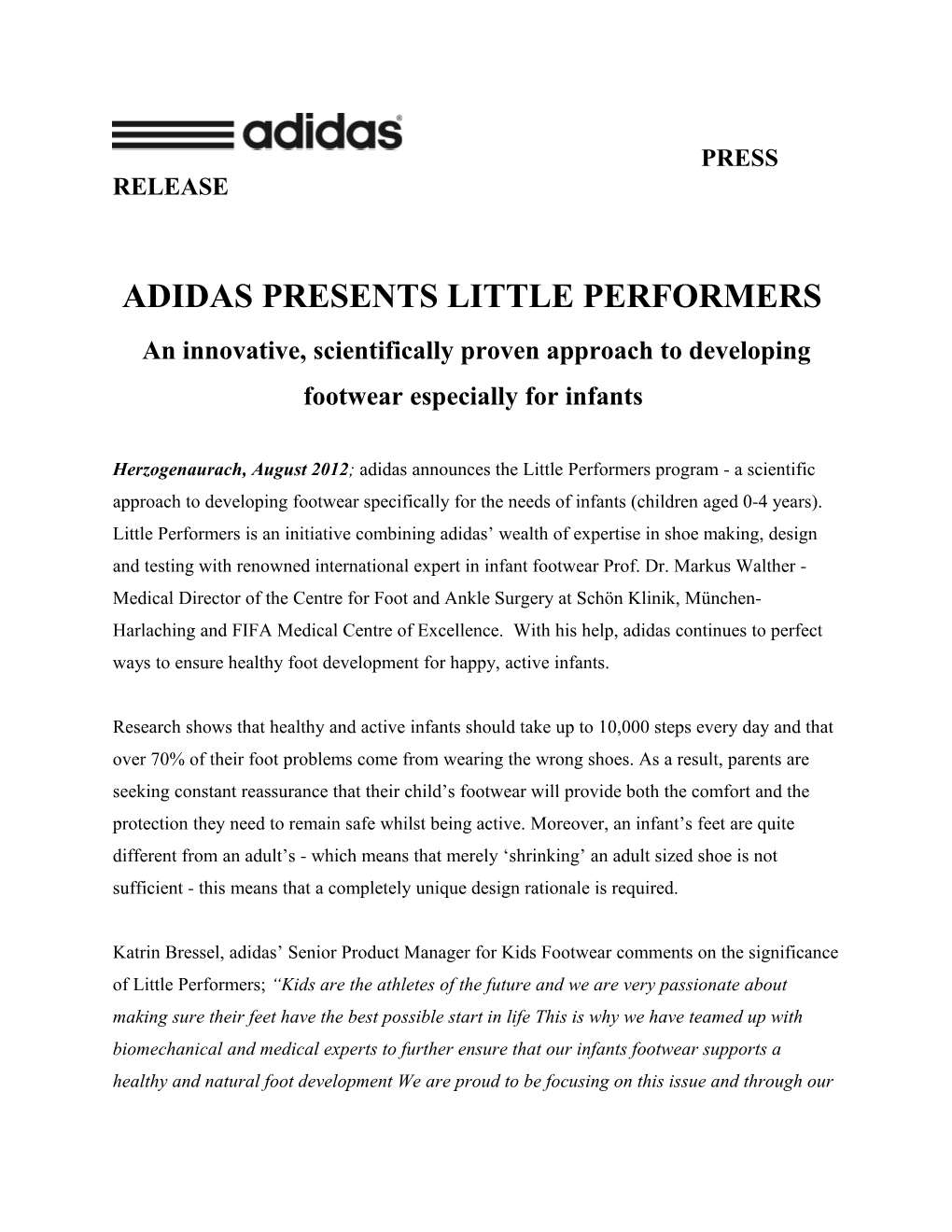adidas press release
