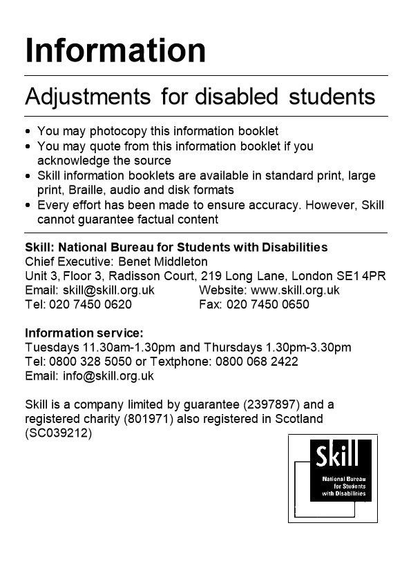 Adjustments for Disabled Students