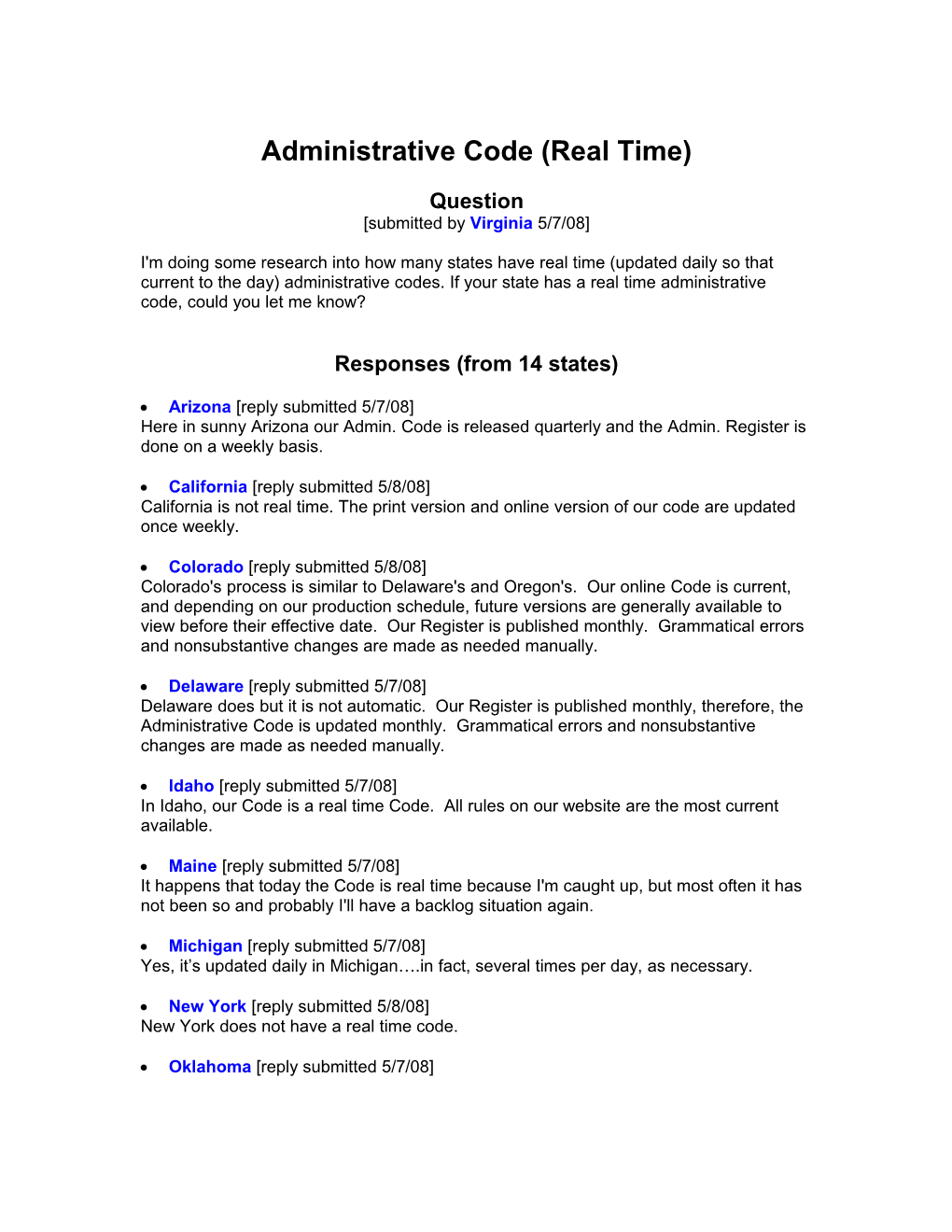 Administrative Code (Real Time)