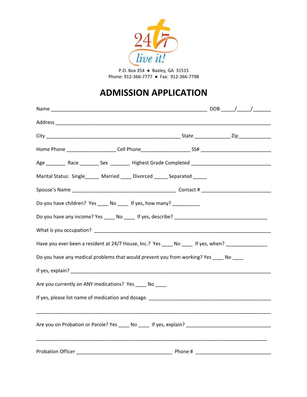 Admission Application