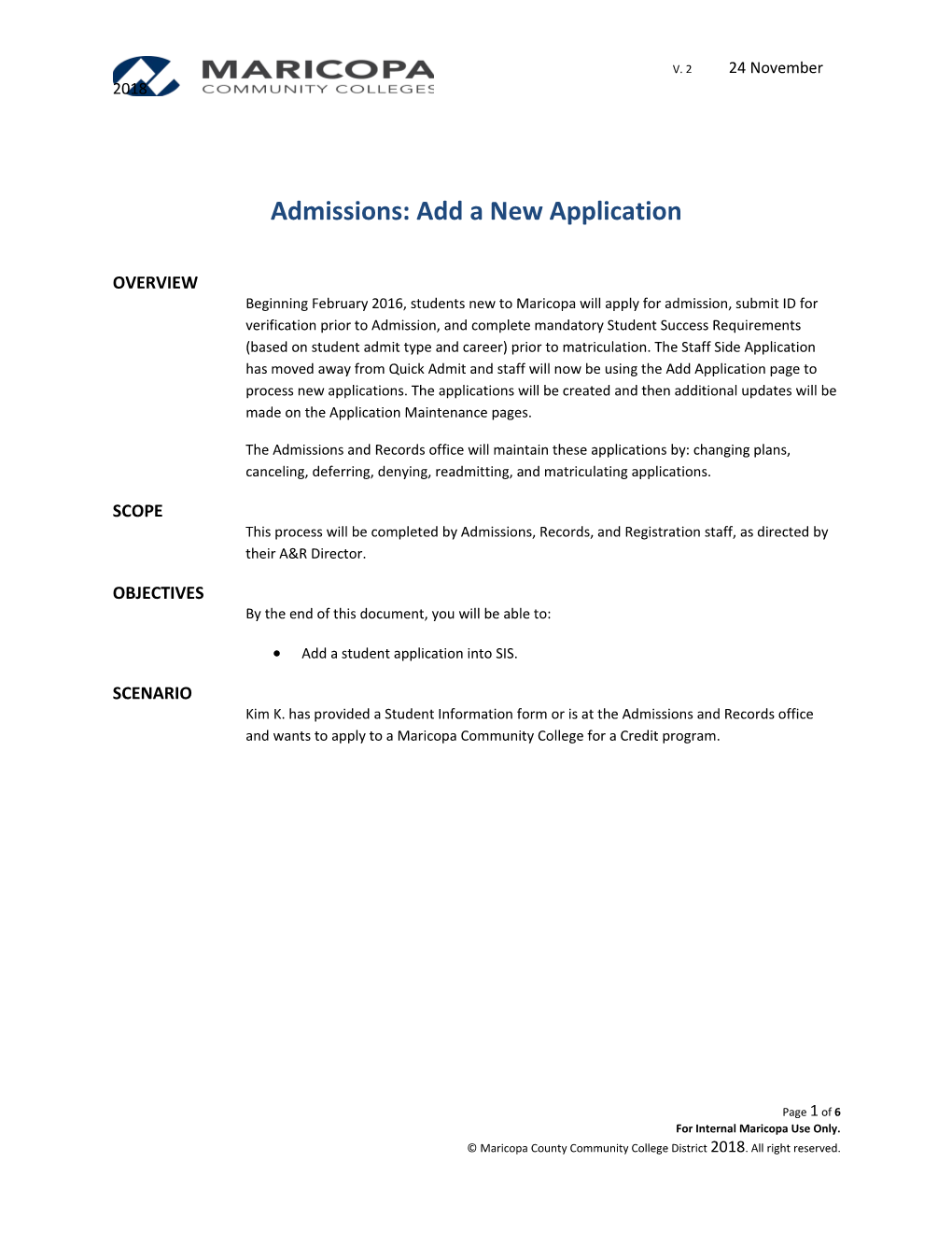 Admissions: Add a New Application