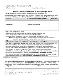 Advance Beneficiary Notice of Noncoverage