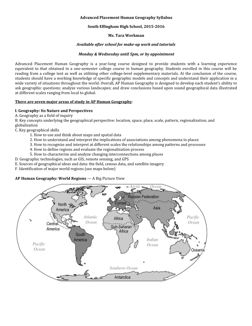 Advanced Placement Human Geography Syllabus