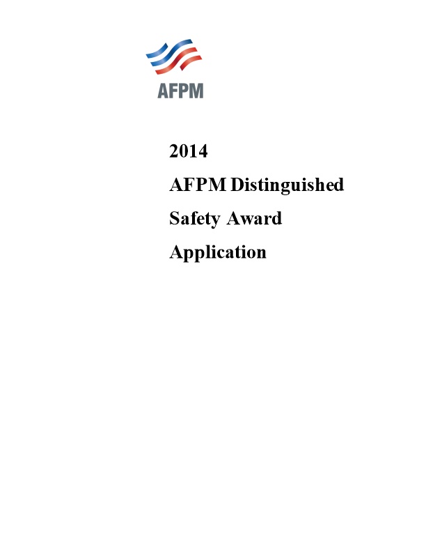 AFPM Distinguished Safety Award Application
