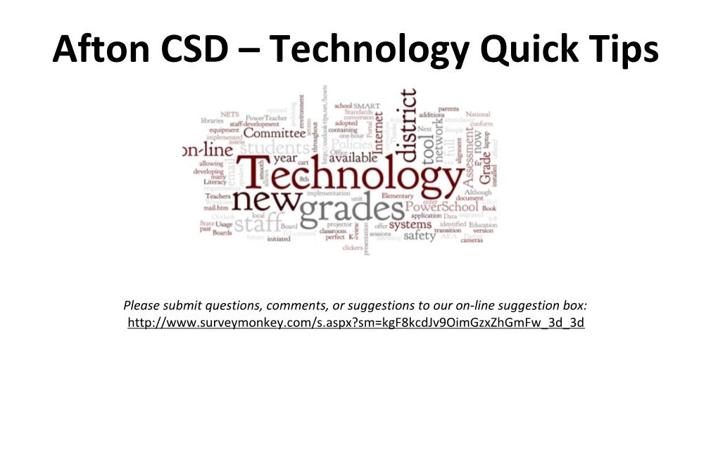 Afton CSD Technologyquick Tips