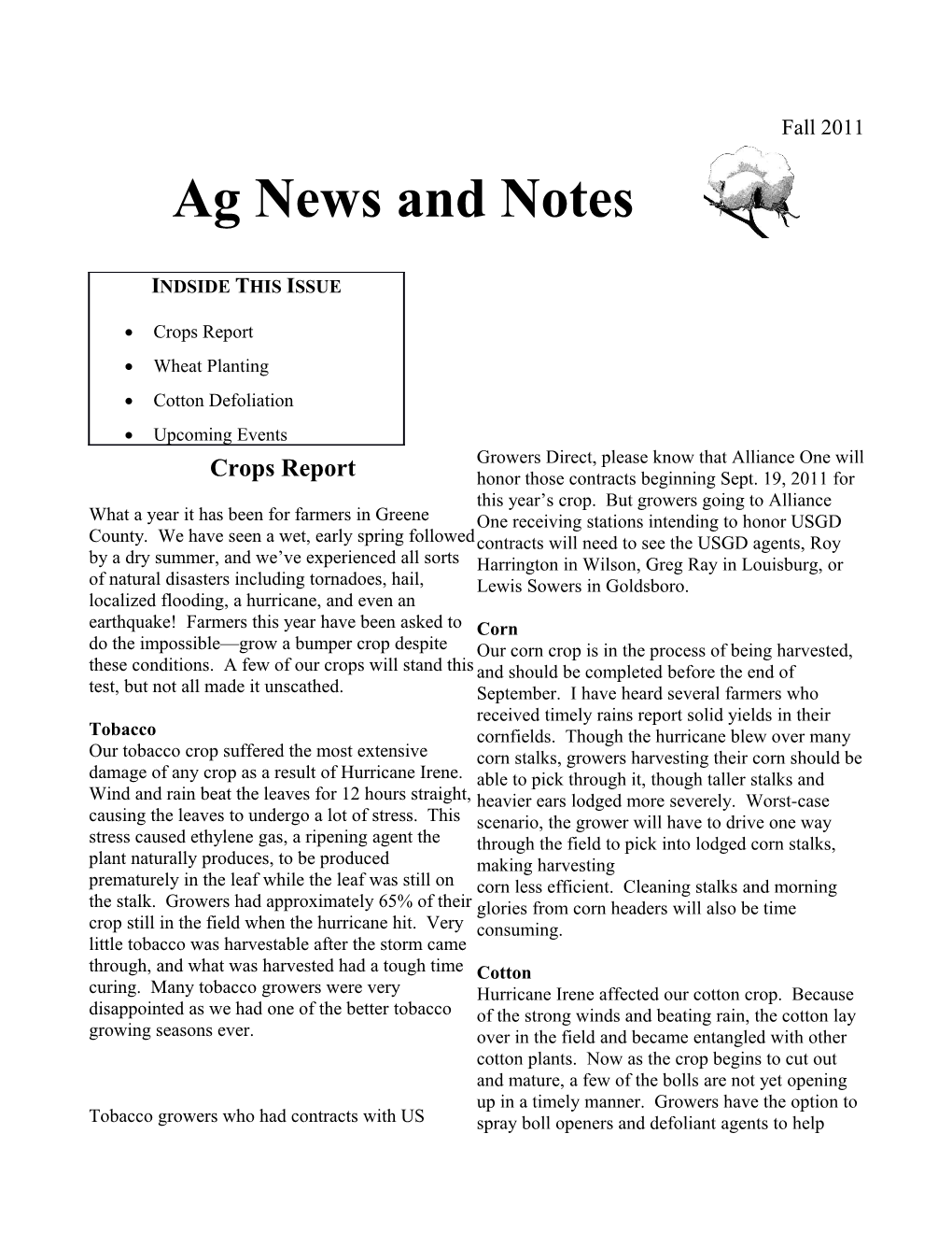 Ag News and Notes