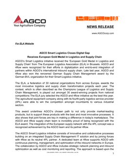 AGCO Smart Logistics Closes Digital Gap