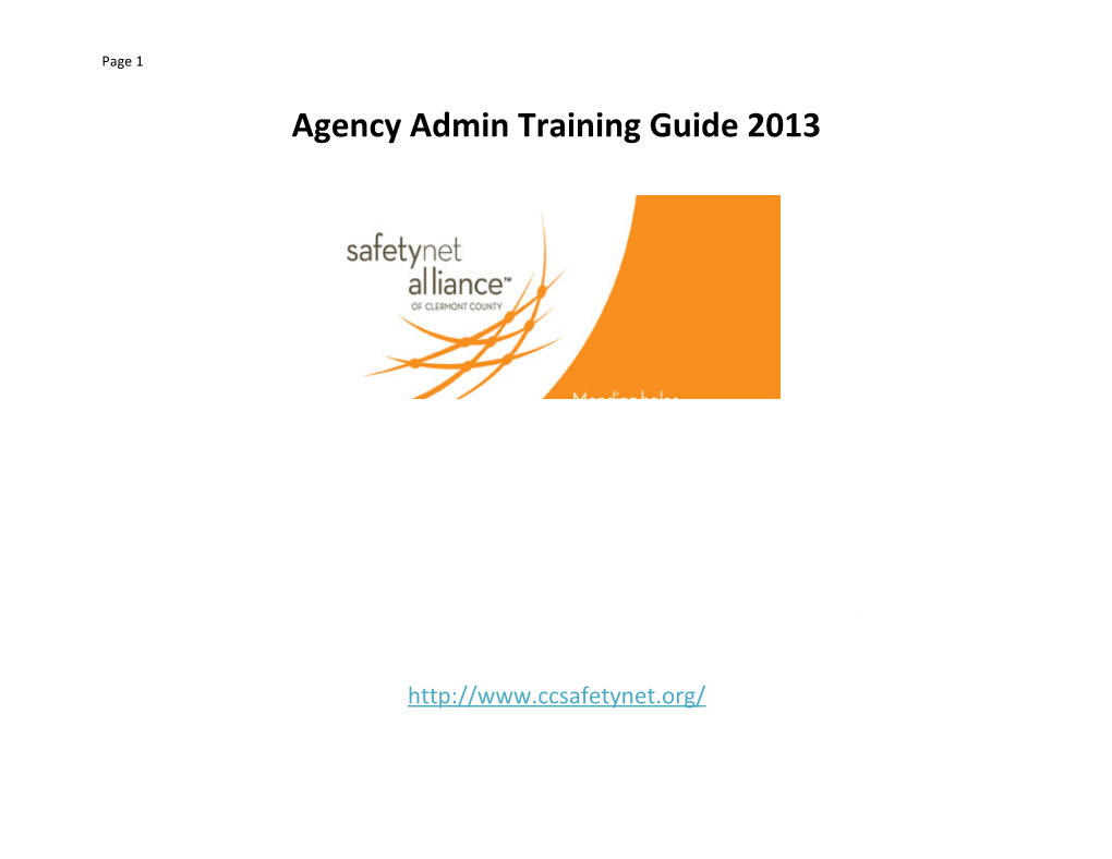 Agency Admin Training Guide 2013