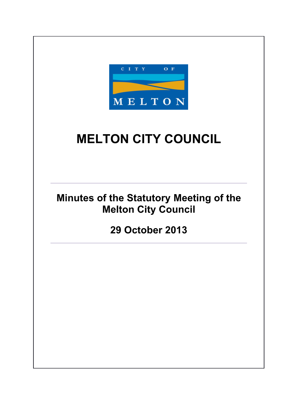 Agenda of Special Meeting of Council - 29 October 2013