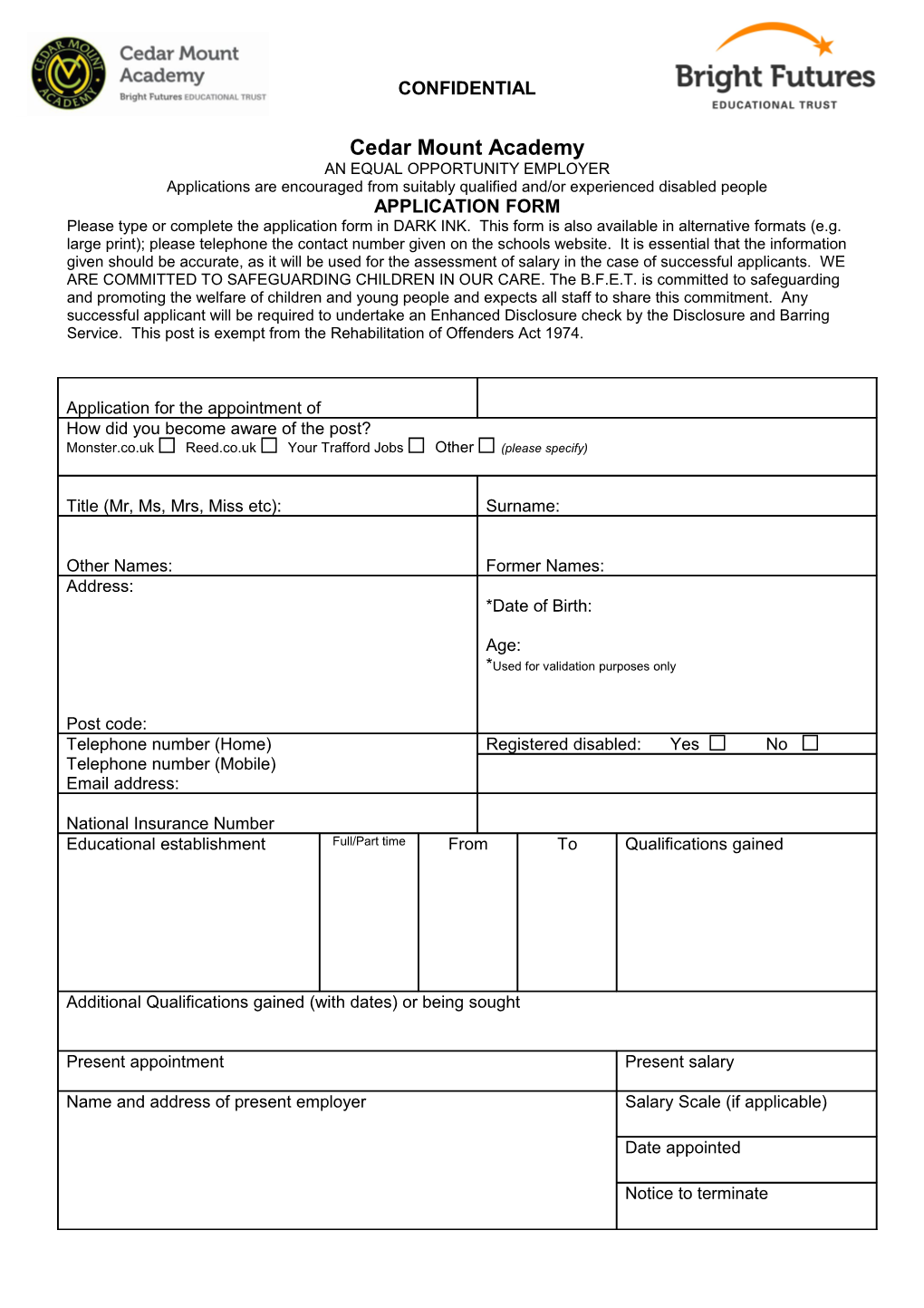 AGGS Associate Staff Application Form