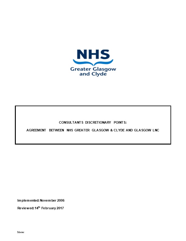 Agreement Between Nhs Greater Glasgow & Clyde Andglasgowlnc