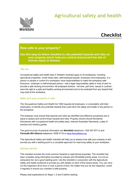 Agricultural Safety and Health Checklist