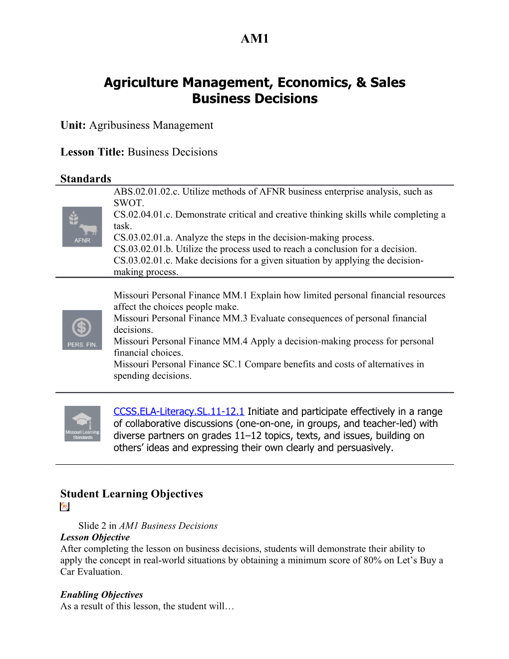 Agriculture Management, Economics, & Sales