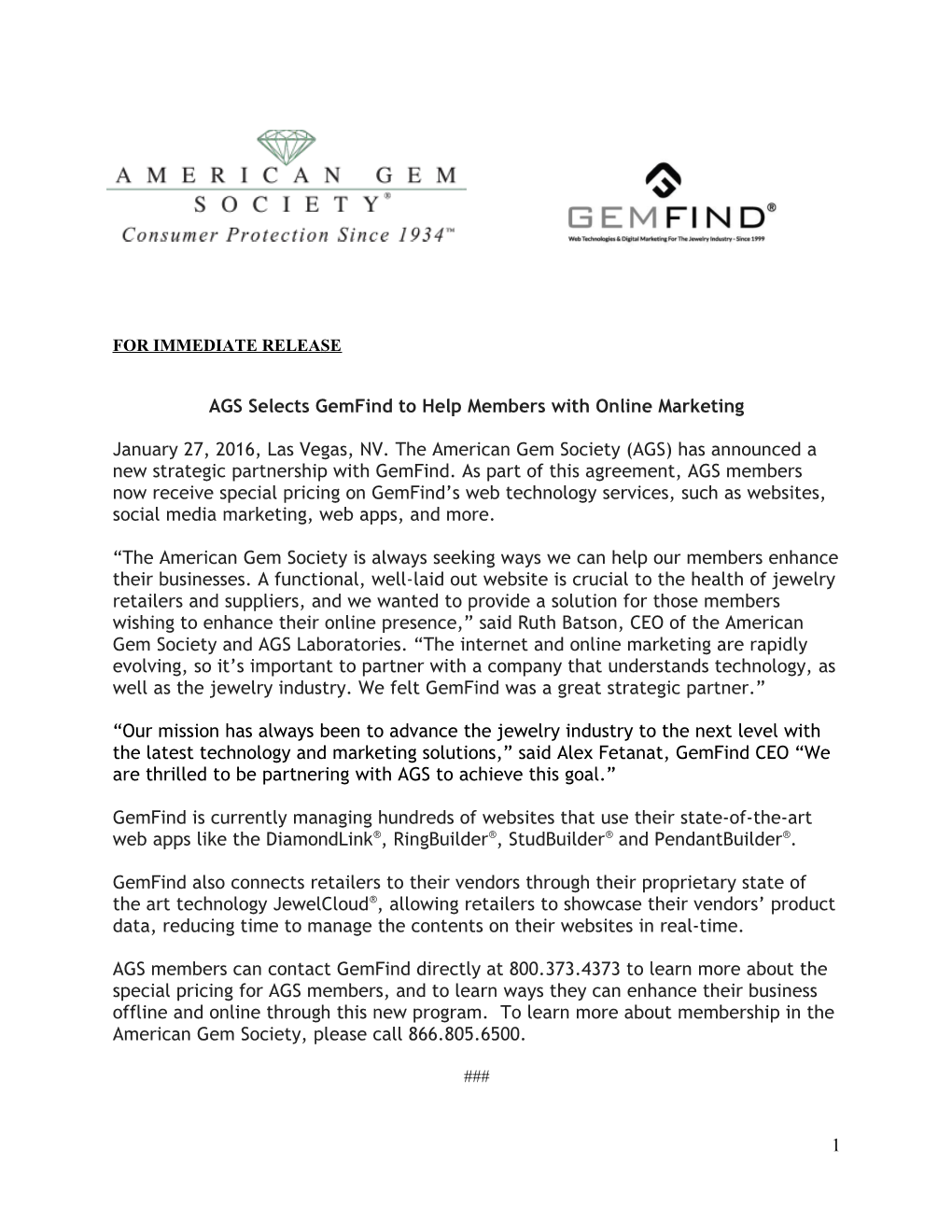 AGS Selects Gemfind to Help Members with Online Marketing