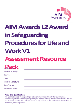 AIM Awards L2award in Safeguarding Procedures for Life and Work V1