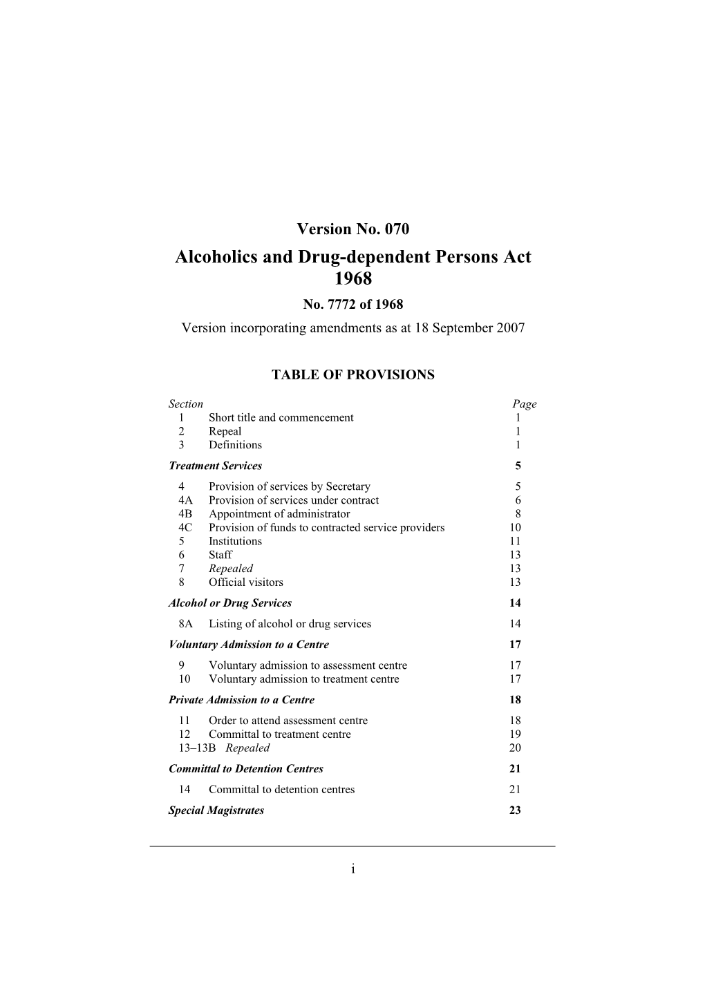 Alcoholics and Drug-Dependent Persons Act 1968