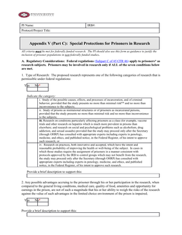 All Criteria Must Be Met for Federally Funded Research. the PI Should Also Use This Form