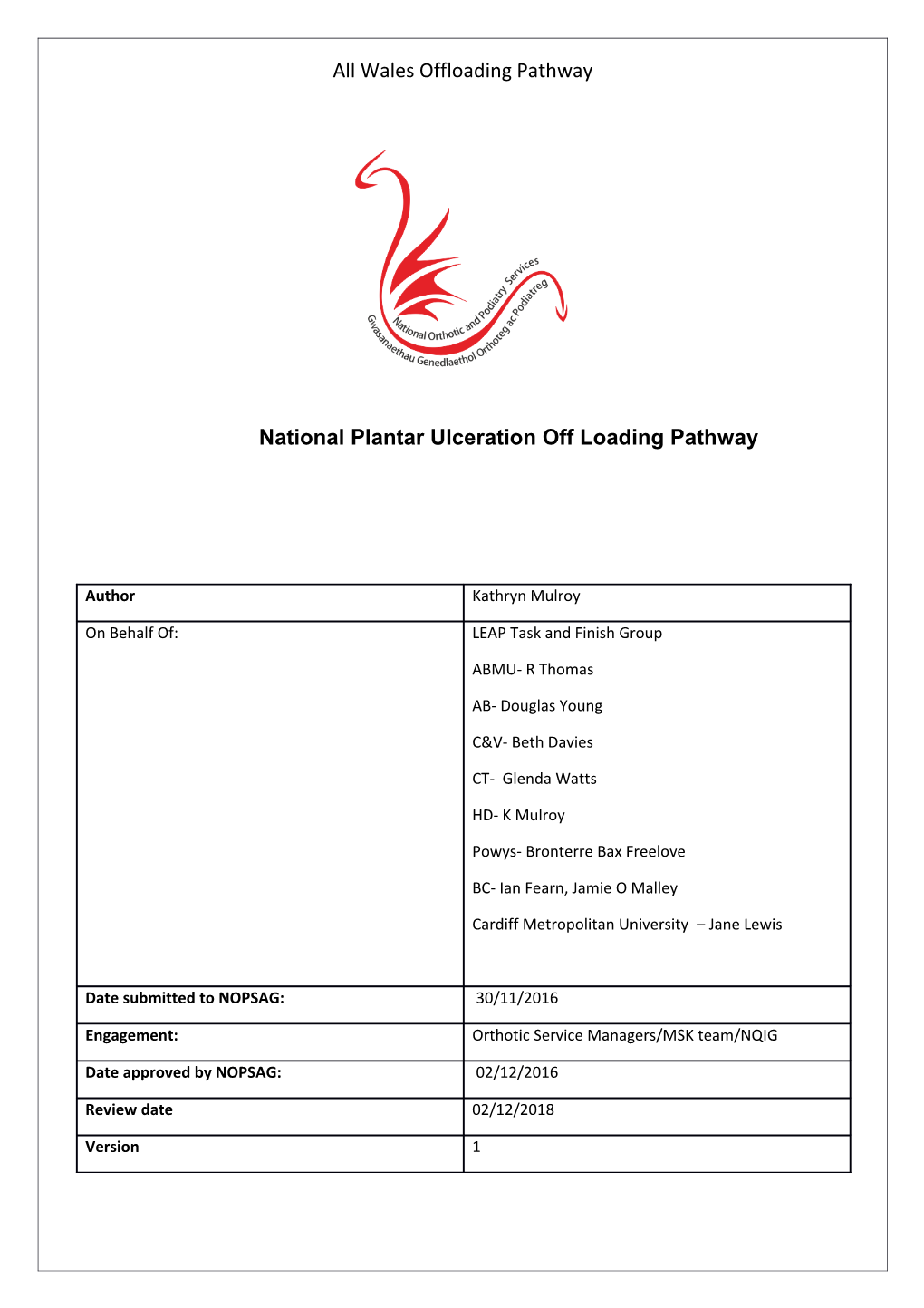 All Wales Offloading Pathway