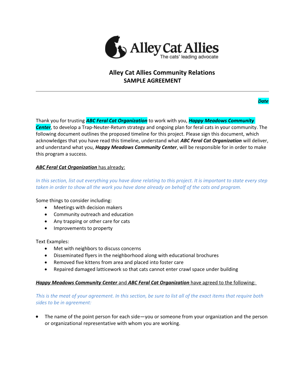 Alley Cat Allies Community Relations