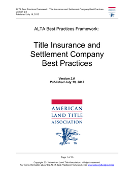 ALTA Best Practices Framework