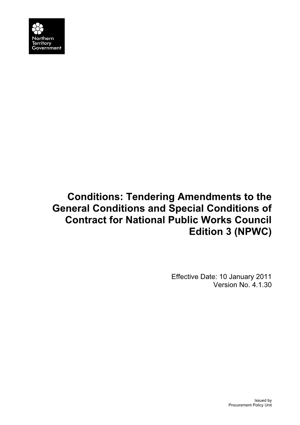 Amendments to General and Special Conditions of Contract NPWC -(V 4.1.30) (10 January 2011)
